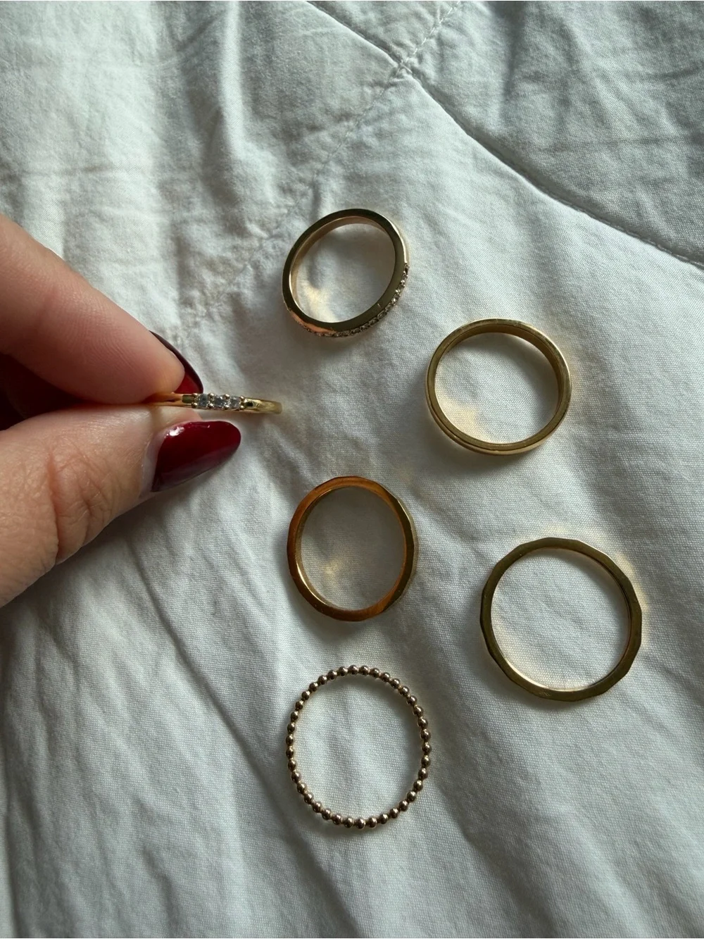 Gold Tone Mixed Stackable Women's Ring Set